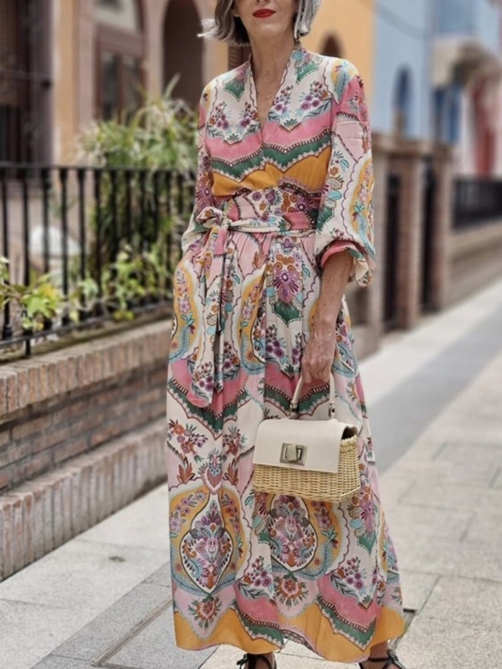 Zara Dresses & Skirts - ZARA NWT WOMAN PRINTED MAXI WRAP DRESS  PINK size XL